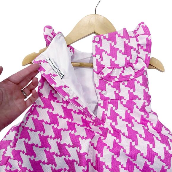 Janie and Jack 12-18 Months Bright Blooms Houndstooth Pink Dress Ruffles - Picture 5 of 12